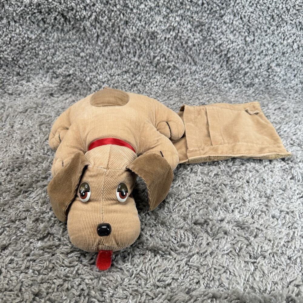 Vintage Skyland Corduroy Pound Puppy Dog Remote Holder Stuffed Plush Toy